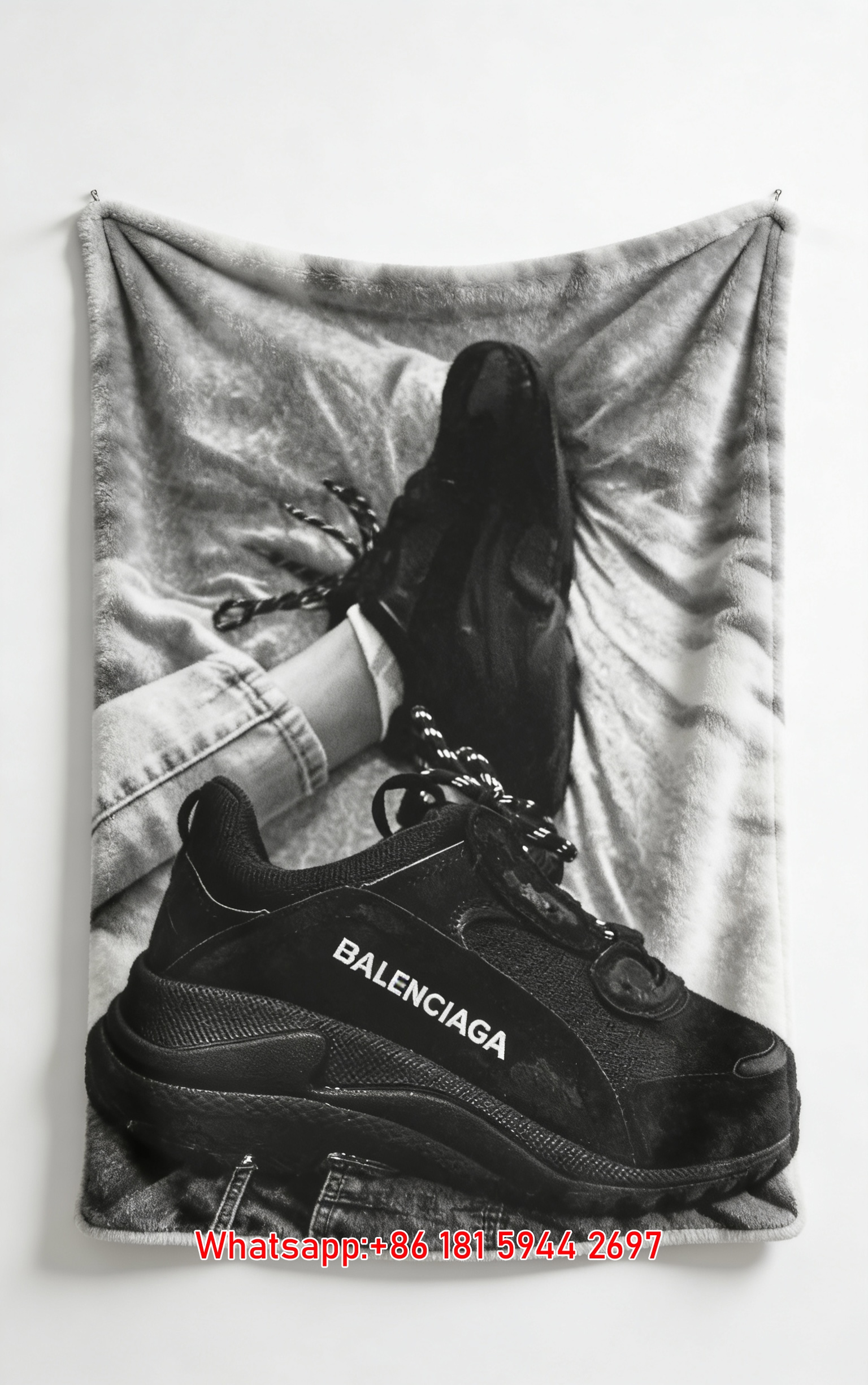 Balenciaga Sneaker Print Flannel Throw Blanket BA364